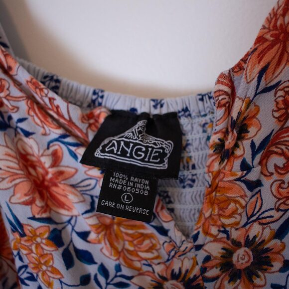 Boho Peasant Mini Dress Empire Waist Floral Print Stretch Festival L True Spring - Picture 4 of 7